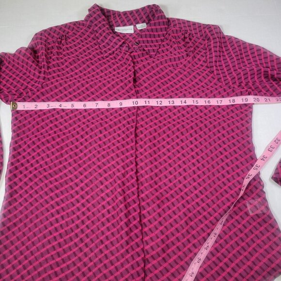 Liz Claiborne Petite Pink & Purple Checkered Button-Down Blouse Size PM - Picture 5 of 9